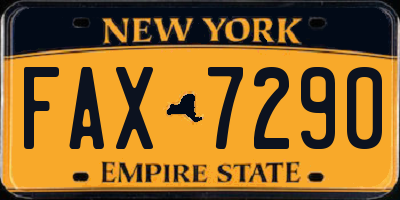NY license plate FAX7290