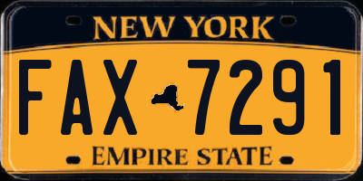 NY license plate FAX7291