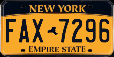 NY license plate FAX7296