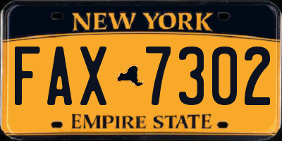 NY license plate FAX7302