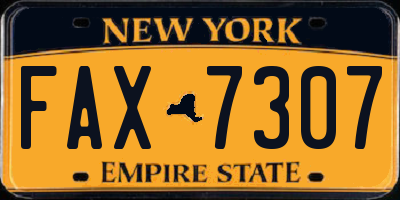 NY license plate FAX7307