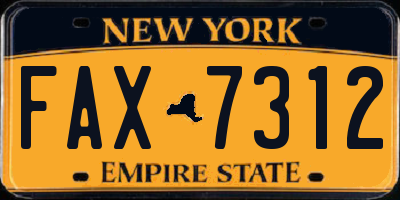 NY license plate FAX7312