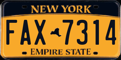 NY license plate FAX7314