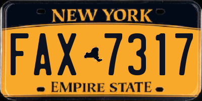 NY license plate FAX7317