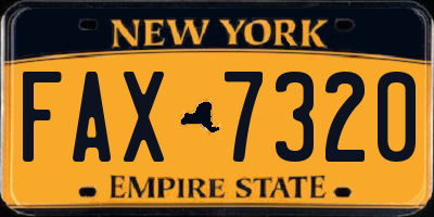 NY license plate FAX7320