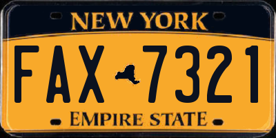 NY license plate FAX7321