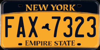 NY license plate FAX7323
