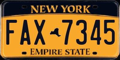 NY license plate FAX7345