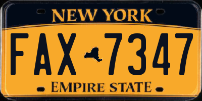 NY license plate FAX7347