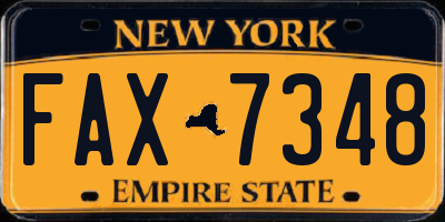 NY license plate FAX7348