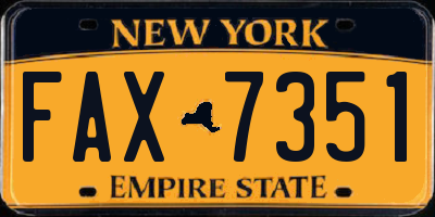 NY license plate FAX7351