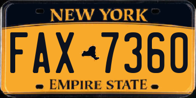 NY license plate FAX7360