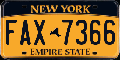 NY license plate FAX7366