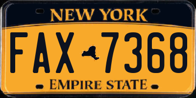 NY license plate FAX7368
