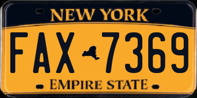 NY license plate FAX7369