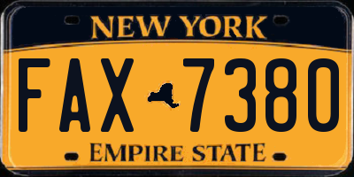 NY license plate FAX7380