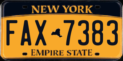 NY license plate FAX7383