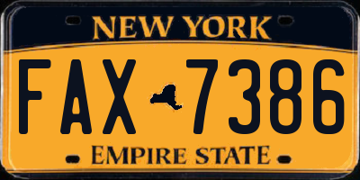 NY license plate FAX7386