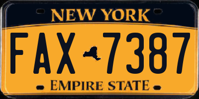 NY license plate FAX7387