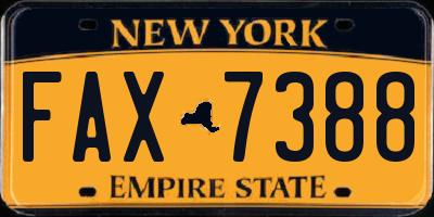 NY license plate FAX7388