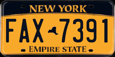 NY license plate FAX7391