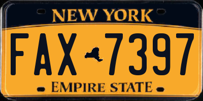 NY license plate FAX7397