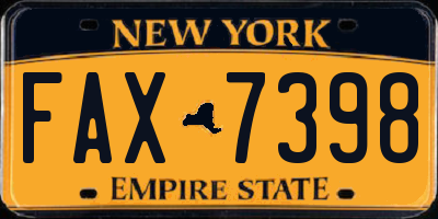 NY license plate FAX7398