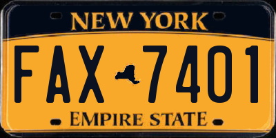 NY license plate FAX7401