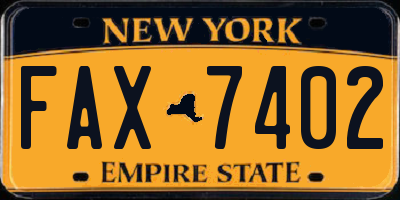 NY license plate FAX7402