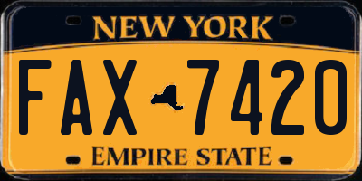 NY license plate FAX7420