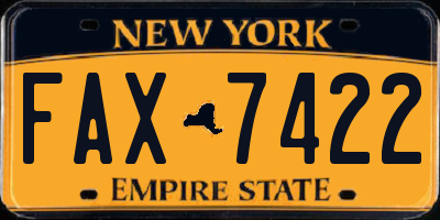 NY license plate FAX7422