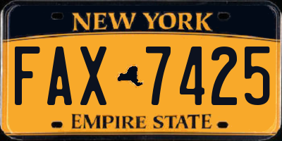 NY license plate FAX7425
