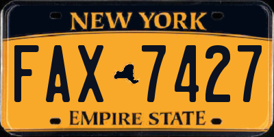 NY license plate FAX7427