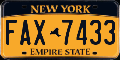 NY license plate FAX7433