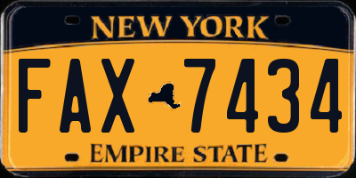 NY license plate FAX7434