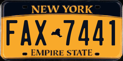 NY license plate FAX7441
