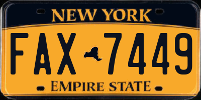 NY license plate FAX7449