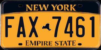 NY license plate FAX7461