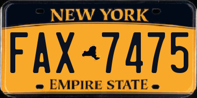 NY license plate FAX7475