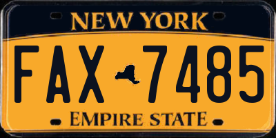 NY license plate FAX7485