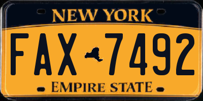 NY license plate FAX7492