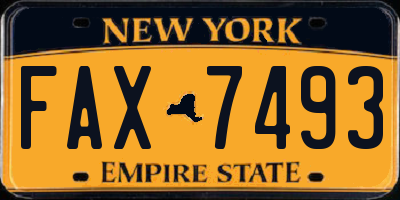 NY license plate FAX7493