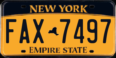 NY license plate FAX7497