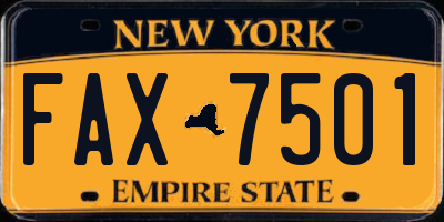 NY license plate FAX7501