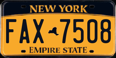 NY license plate FAX7508