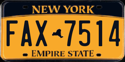 NY license plate FAX7514