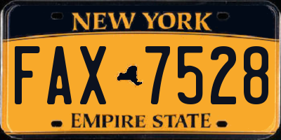 NY license plate FAX7528