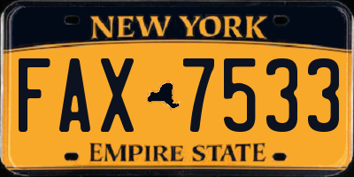 NY license plate FAX7533