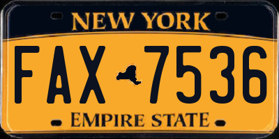 NY license plate FAX7536