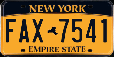 NY license plate FAX7541